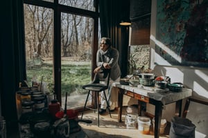 Artist in studio